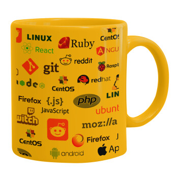 Tech logos, Κούπα, κεραμική κίτρινη, 330ml (1 τεμάχιο)