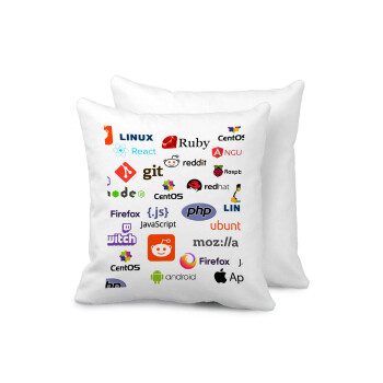 Tech logos, Sofa cushion 40x40cm includes filling