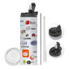 Travel Tumbler 2 Lids, with metal straw & cleaning brush (Stainless steel 304 Food grade, BPA free, 600ml)