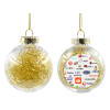 Transparent Christmas tree ball ornament with gold filling 8cm