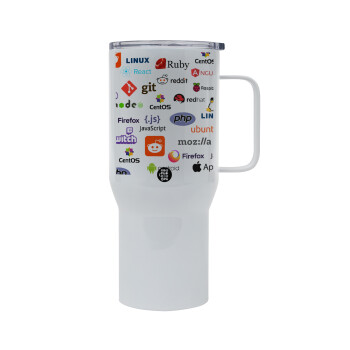 Tech logos, Tumbler με καπάκι, διπλού τοιχώματος (θερμό) 750L