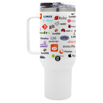 Tech logos, Mega Tumbler με καπάκι, διπλού τοιχώματος (θερμό) 1,2L