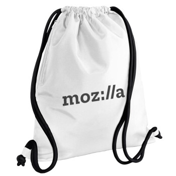 moz:lla, Τσάντα πλάτης πουγκί GYMBAG λευκή, με τσέπη (40x48cm) & χονδρά κορδόνια