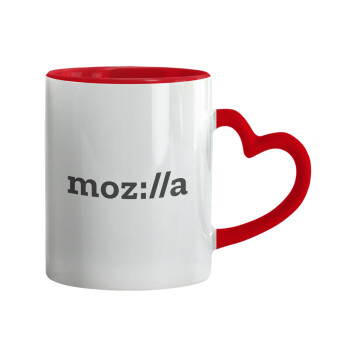 moz:lla, Mug heart red handle, ceramic, 330ml