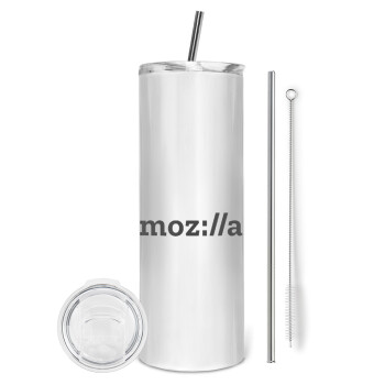 moz:lla, Eco friendly ποτήρι θερμό (tumbler) από ανοξείδωτο ατσάλι 600ml, με μεταλλικό καλαμάκι & βούρτσα καθαρισμού