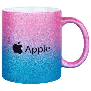 apple, Κούπα Χρυσή/Μπλε Glitter, κεραμική, 330ml