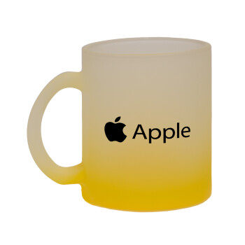 apple, Κούπα γυάλινη δίχρωμη με βάση το κίτρινο ματ, 330ml