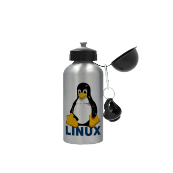 Linux, Metallic water jug, Silver, aluminum 500ml