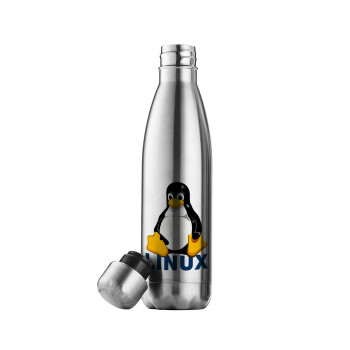 Linux, Μεταλλικό παγούρι θερμός Inox (Stainless steel), διπλού τοιχώματος, 500ml