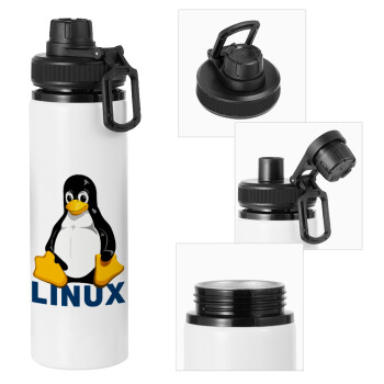 Linux, Μεταλλικό παγούρι νερού με καπάκι ασφαλείας, αλουμινίου 850ml