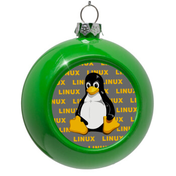 Linux, Green Christmas tree ornament bauble 8cm