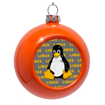 Linux, Orange Christmas tree ornament bauble 8cm