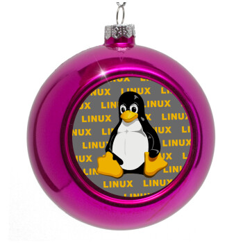 Linux, Purple Christmas tree ornament bauble 8cm