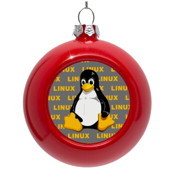 Linux, Στολίδι Χριστουγεννιάτικη μπάλα δένδρου Κόκκινη 8cm