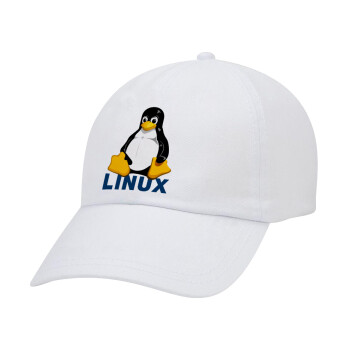 Linux, Καπέλο Ενηλίκων Baseball Λευκό 5-φύλλο (POLYESTER, ΕΝΗΛΙΚΩΝ, UNISEX, ONE SIZE)