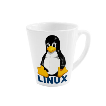 Linux, Κούπα κωνική Latte Λευκή, κεραμική, 300ml