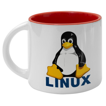 Linux, Κούπα κεραμική 400ml Λευκή/Κόκκινη