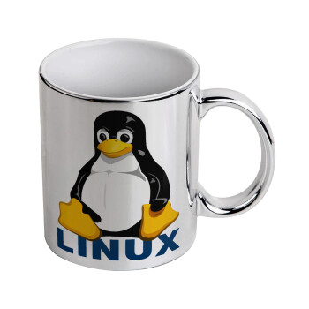 Linux, Κούπα κεραμική, ασημένια καθρέπτης, 330ml