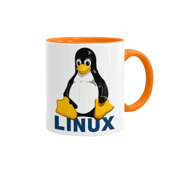 Linux, Κούπα χρωματιστή πορτοκαλί, κεραμική, 330ml