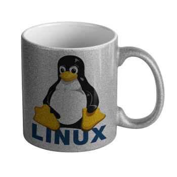 Linux, Κούπα Ασημένια Glitter που γυαλίζει, κεραμική, 330ml