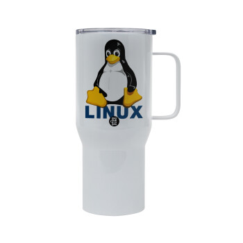 Linux, Mega Stainless steel Tumbler with lid, double wall 750L