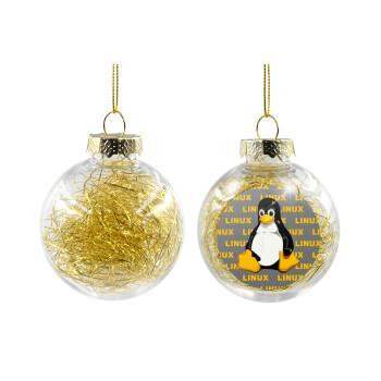 Linux, Transparent Christmas tree ball ornament with gold filling 8cm