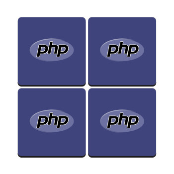 PHP, ΣΕΤ 4 Σουβέρ ξύλινα τετράγωνα (9cm)