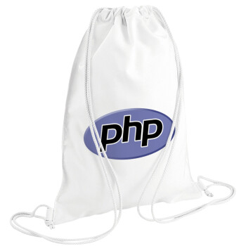 PHP, Τσάντα πλάτης πουγκί GYMBAG λευκή (28x40cm)