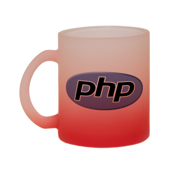 PHP, Κούπα γυάλινη δίχρωμη με βάση το κόκκινο ματ, 330ml