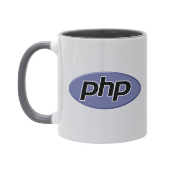 PHP, Κούπα χρωματιστή γκρι, κεραμική, 330ml