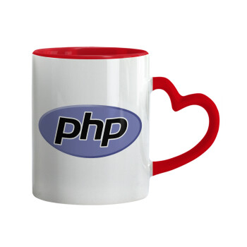 PHP, Mug heart red handle, ceramic, 330ml