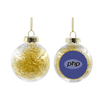 PHP, Transparent Christmas tree ball ornament with gold filling 8cm