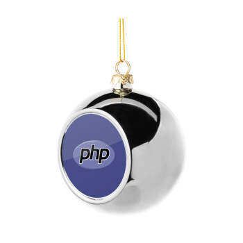 PHP, Silver 8cm Christmas tree ball ornament