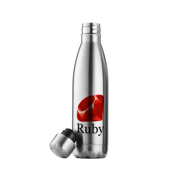 Ruby, Inox (Stainless steel) double-walled metal mug, 500ml