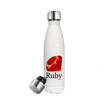 Ruby, Metal mug thermos White (Stainless steel), double wall, 500ml