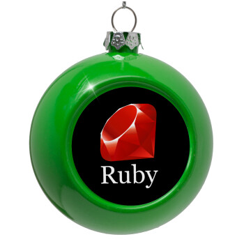 Ruby, Green Christmas tree ornament bauble 8cm