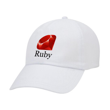 Ruby, Καπέλο Ενηλίκων Baseball Λευκό 5-φύλλο (POLYESTER, ΕΝΗΛΙΚΩΝ, UNISEX, ONE SIZE)