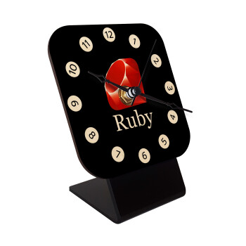 Ruby, Επιτραπέζιο ρολόι σε φυσικό ξύλο (10cm)