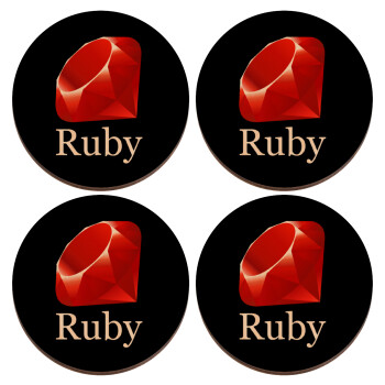 Ruby, ΣΕΤ x4 Σουβέρ ξύλινα στρογγυλά plywood (9cm)