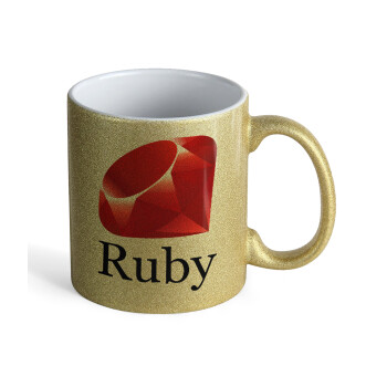 Ruby, Κούπα Χρυσή Glitter που γυαλίζει, κεραμική, 330ml