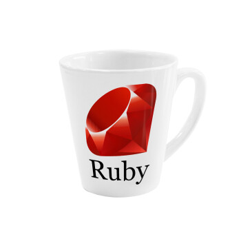 Ruby, Κούπα κωνική Latte Λευκή, κεραμική, 300ml