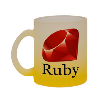 Ruby, Κούπα γυάλινη δίχρωμη με βάση το κίτρινο ματ, 330ml