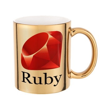 Ruby, Mug ceramic, gold mirror, 330ml
