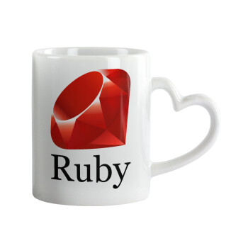 Ruby, Mug heart handle, ceramic, 330ml