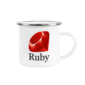 Ruby, Metallic enamel cup white 360ml