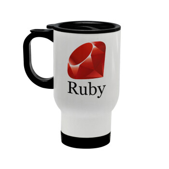 Ruby, Stainless steel travel mug with lid, double wall white 450ml