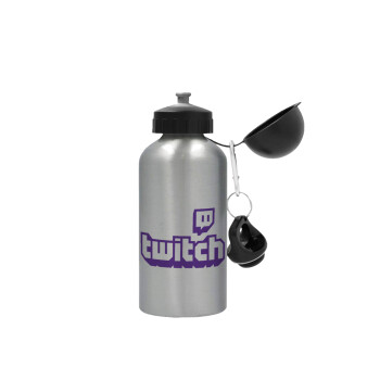 Twitch, Μεταλλικό παγούρι νερού, Ασημένιο, αλουμινίου 500ml