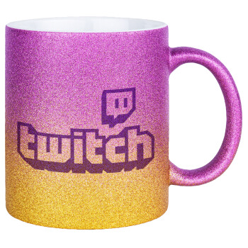 Twitch, Κούπα Χρυσή/Ροζ Glitter, κεραμική, 330ml