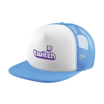 Twitch, Child's Soft Trucker Hat with Blue/White Mesh (POLYESTER, CHILD, ONE SIZE)