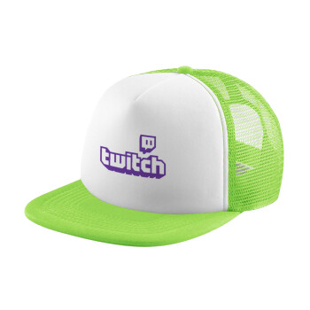 Twitch, Καπέλο Ενηλίκων Soft Trucker με Δίχτυ ΠΡΑΣΙΝΟ/ΛΕΥΚΟ (POLYESTER, ΕΝΗΛΙΚΩΝ, ONE SIZE)